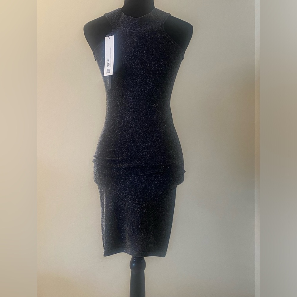 Zara Black Shimmer Sleeveless  Mini Party Dress
